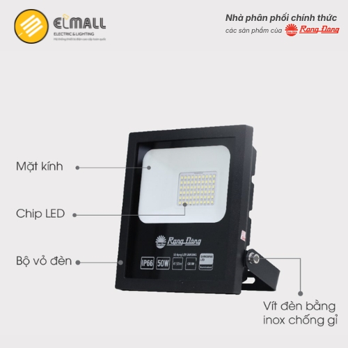 Cấu tạo đèn pha led 50W CP06 Rạng Đông