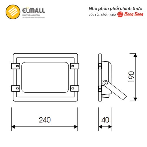 Kích thước đèn pha Rạng Đông CP10 150W