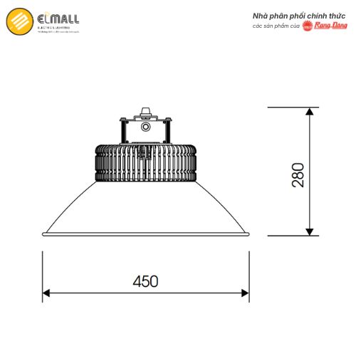 kích thước đèn hb02l 100w