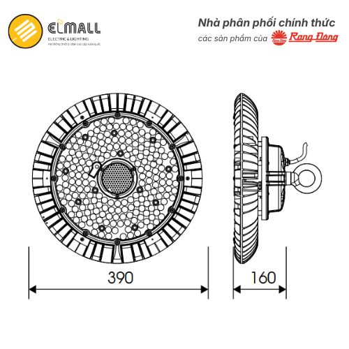 kích thước đèn led high bay hb03 390 200w