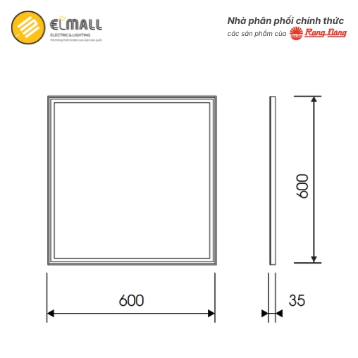 kích thước đèn panel p06 600x600 50w