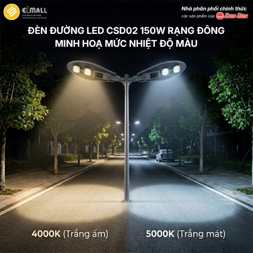 đèn csd02 150w có 2 mức nhiệt độ màu 4000K/5000K