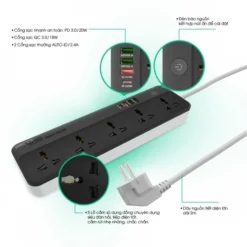 Ổ cắm thông minh Wi-Fi Rạng Đông OC09 WF usb 5C 10A cau tao 1